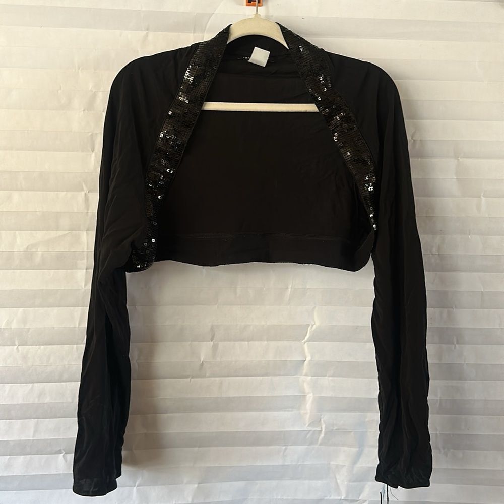 Tempo Paris Black Sequin Bolero Jacket Women's Dressy Shrug NWT New